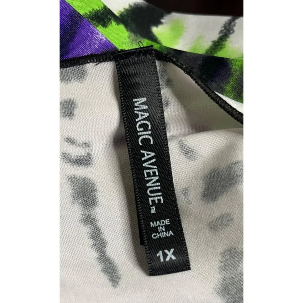 Magic Avenue Womens Plus Size Tie-Dye Loose Fit Blouse Plus Size 1X - Picture 5 of 15